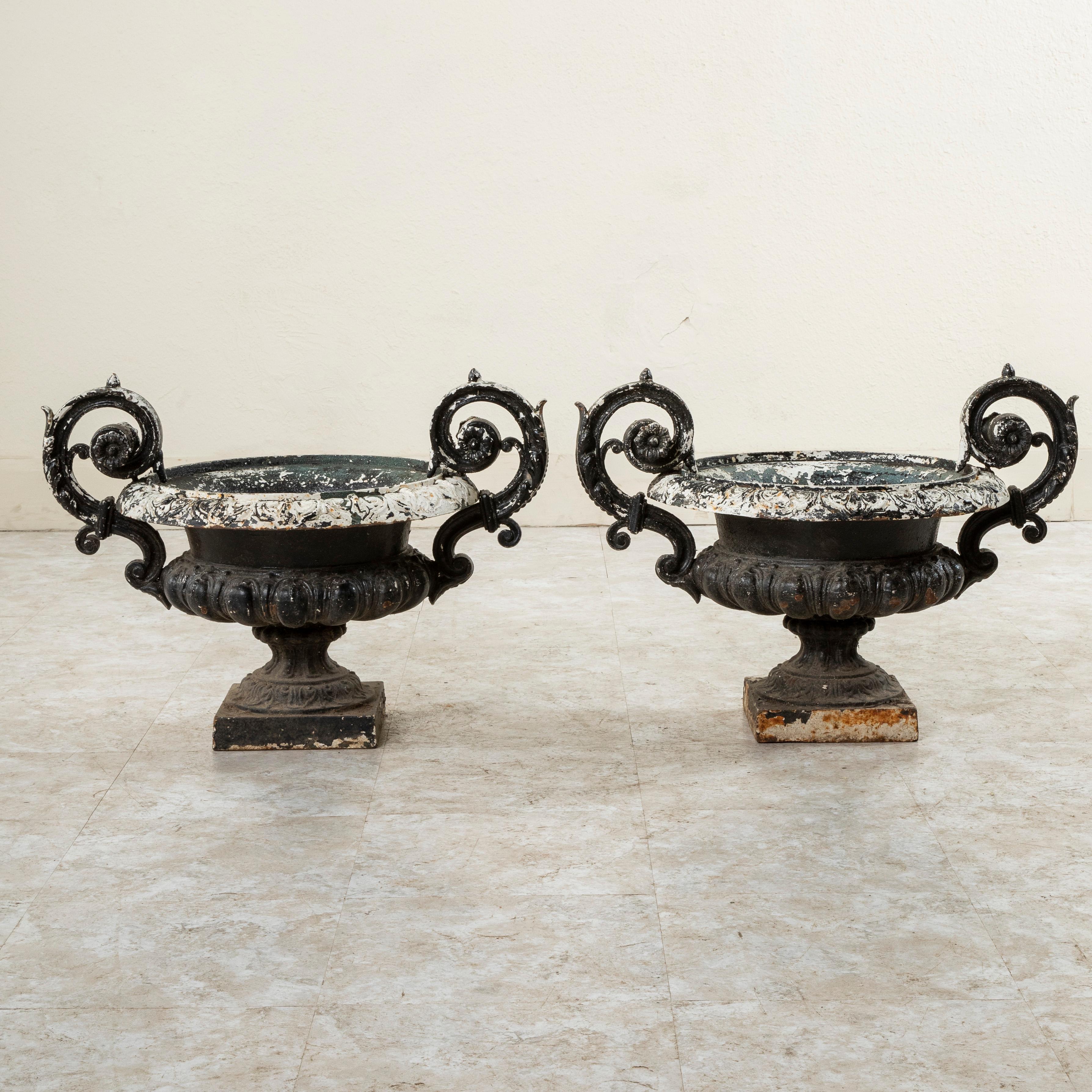 Pair of Large Late 19th Century French Cast Iron Jardinieres, Urns, Planters For Sale 2