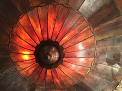 Pair of Large Leaded Glass Light Fixtures, Sold Individually