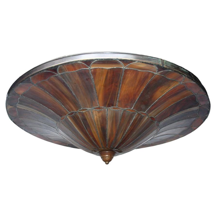 Pair of Large Leaded Glass Light Fixtures, Sold Individually
