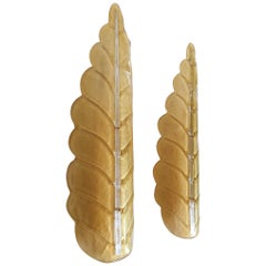Pair of Large Leaf Murano Glass Mid-Century Modern Sconces by Barovier, 1970s