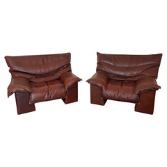 Par de sillones grandes de cuero