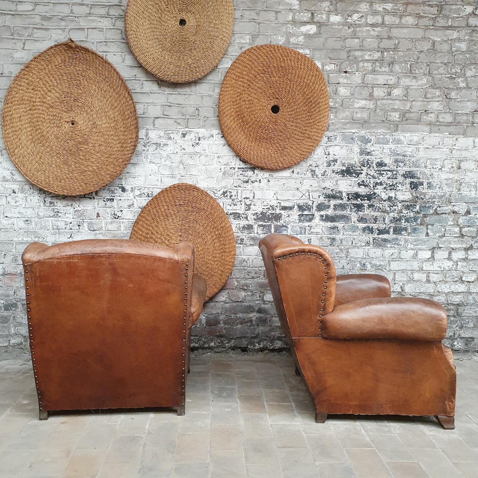 Pair of Large Leather Club Armchairs 3
