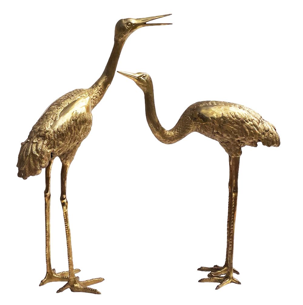 An amazing set of large brass Heron birds. Very heavy and very nice set. 