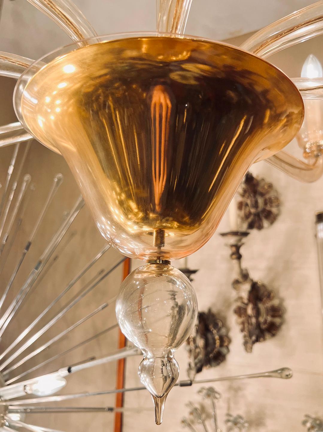 A Large Light Amber Murano Glass Chandelier For Sale 1