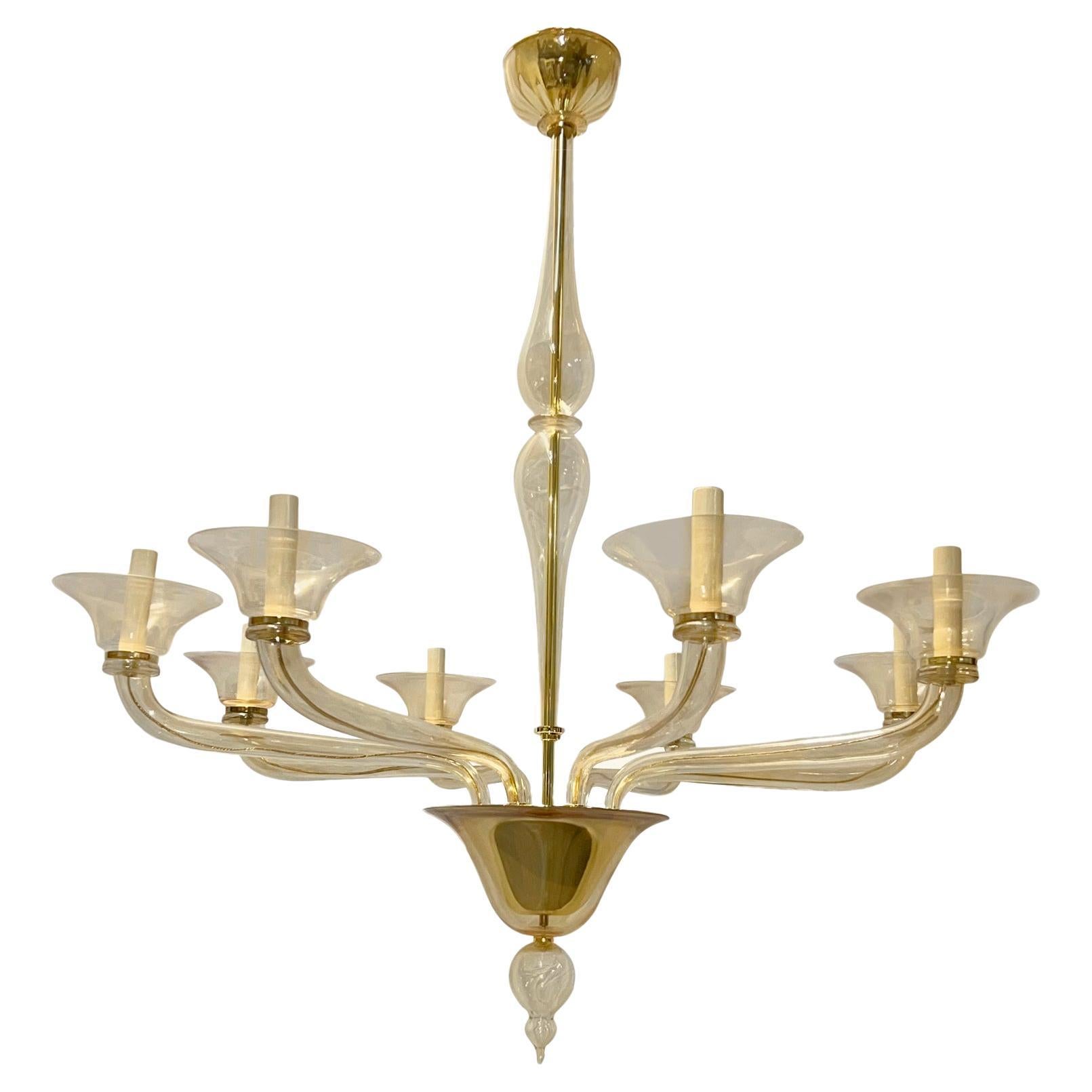 A Large Light Amber Murano Glass Chandelier
