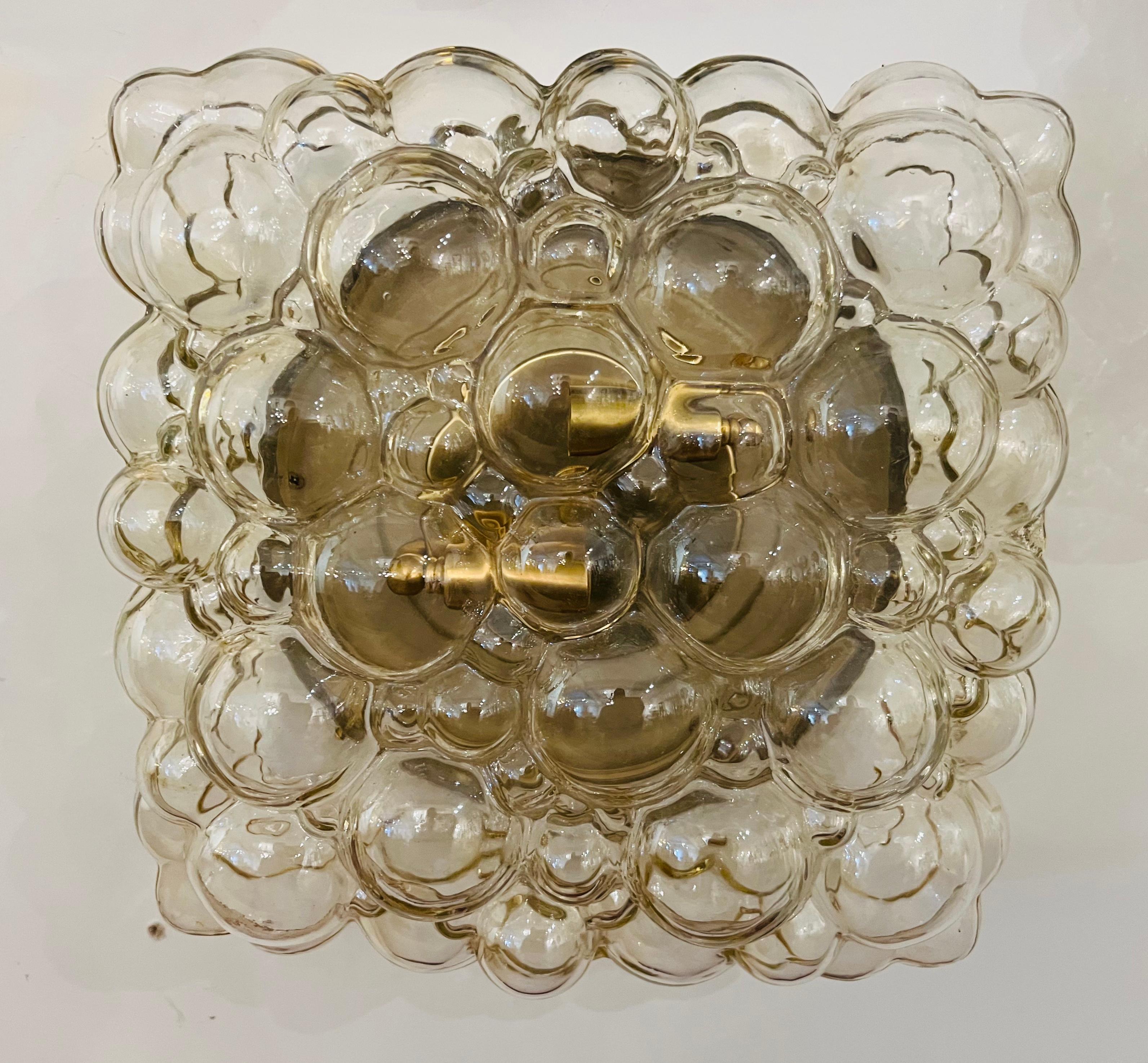 Metal Pair of Large Limburg Bubble Glass Ceiling Wall Lamps, 1960 For Sale