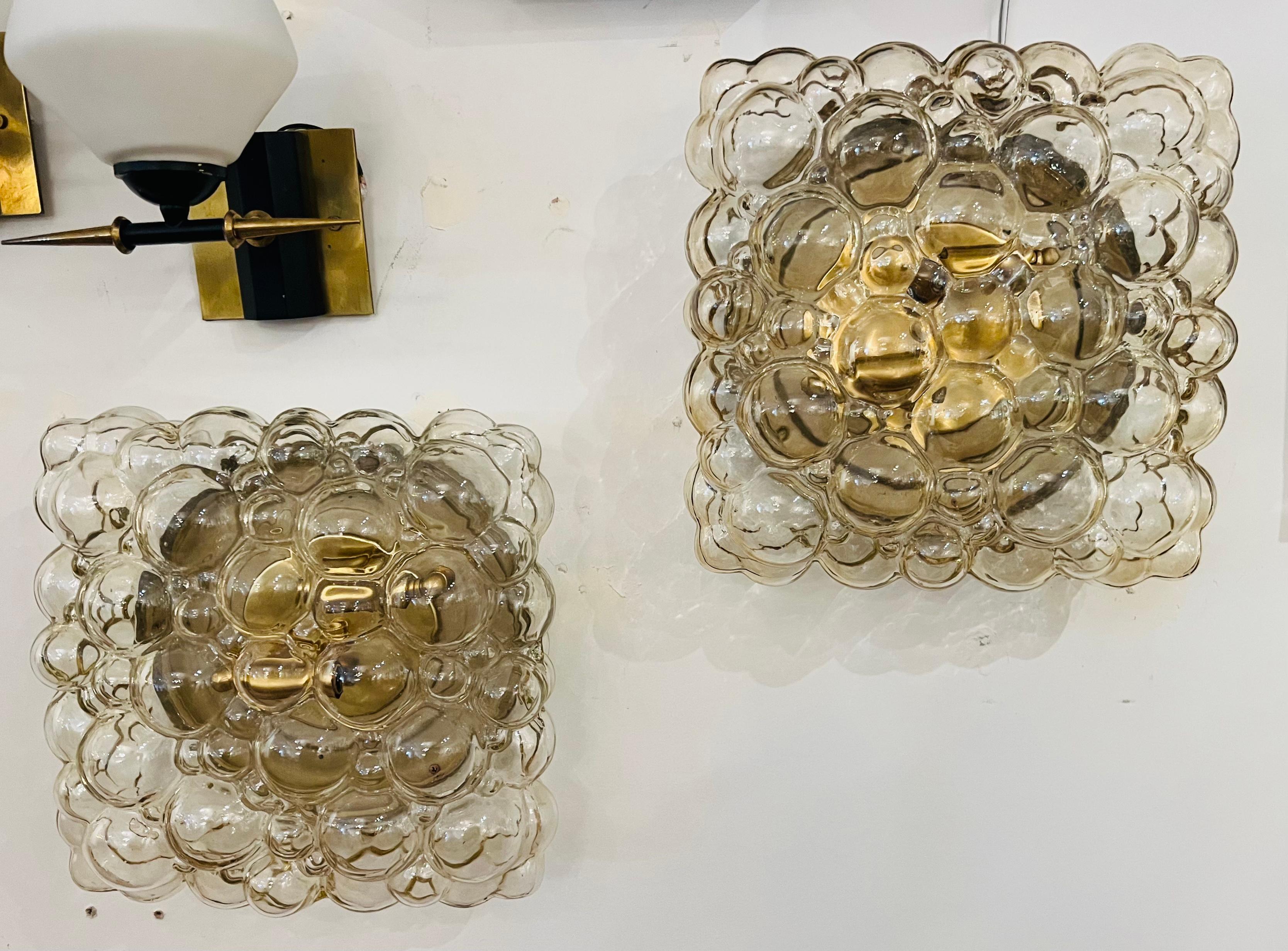 Pair of Large Limburg Bubble Glass Ceiling Wall Lamps, 1960 For Sale 1