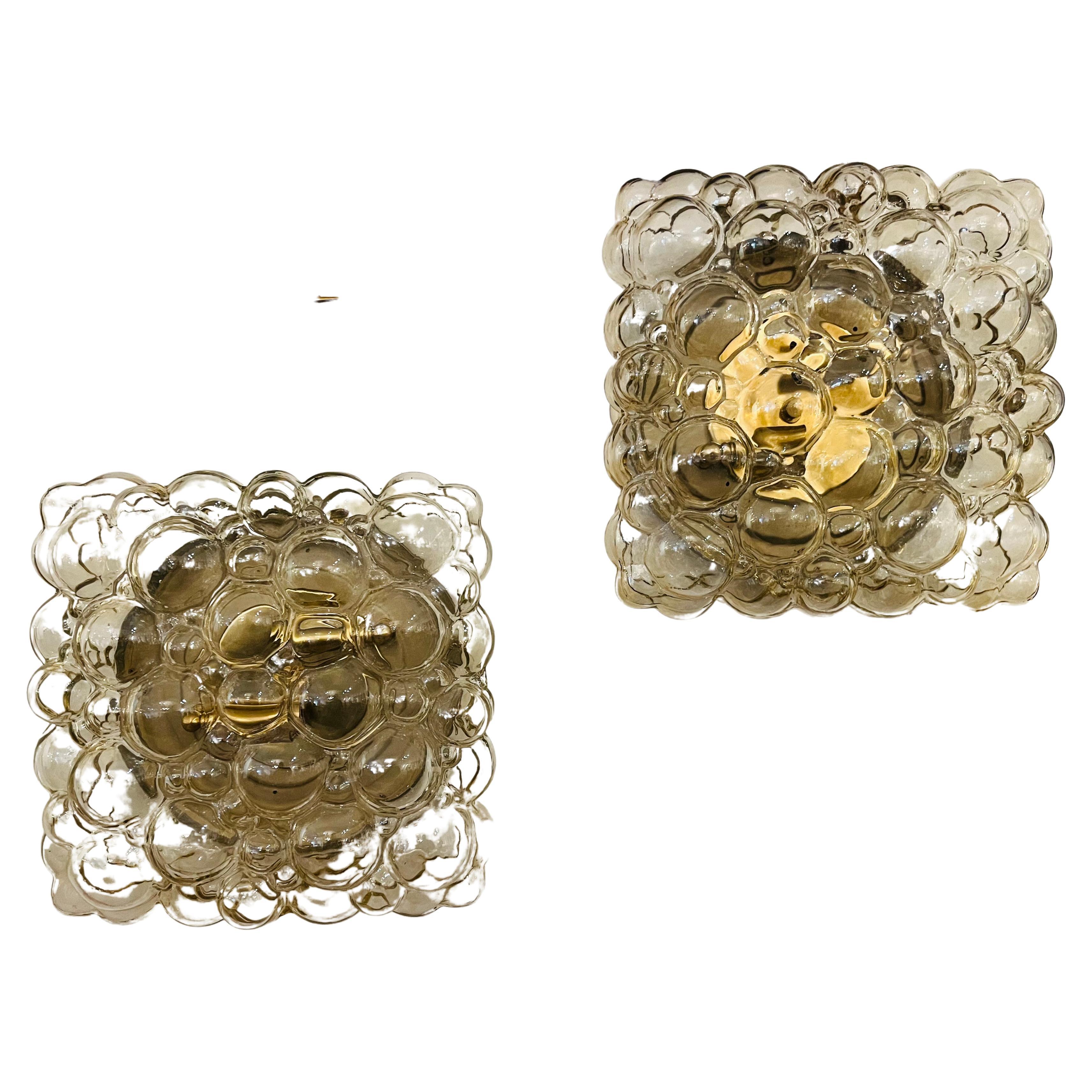 Pair of Large Limburg Bubble Glass Ceiling Wall Lamps, 1960