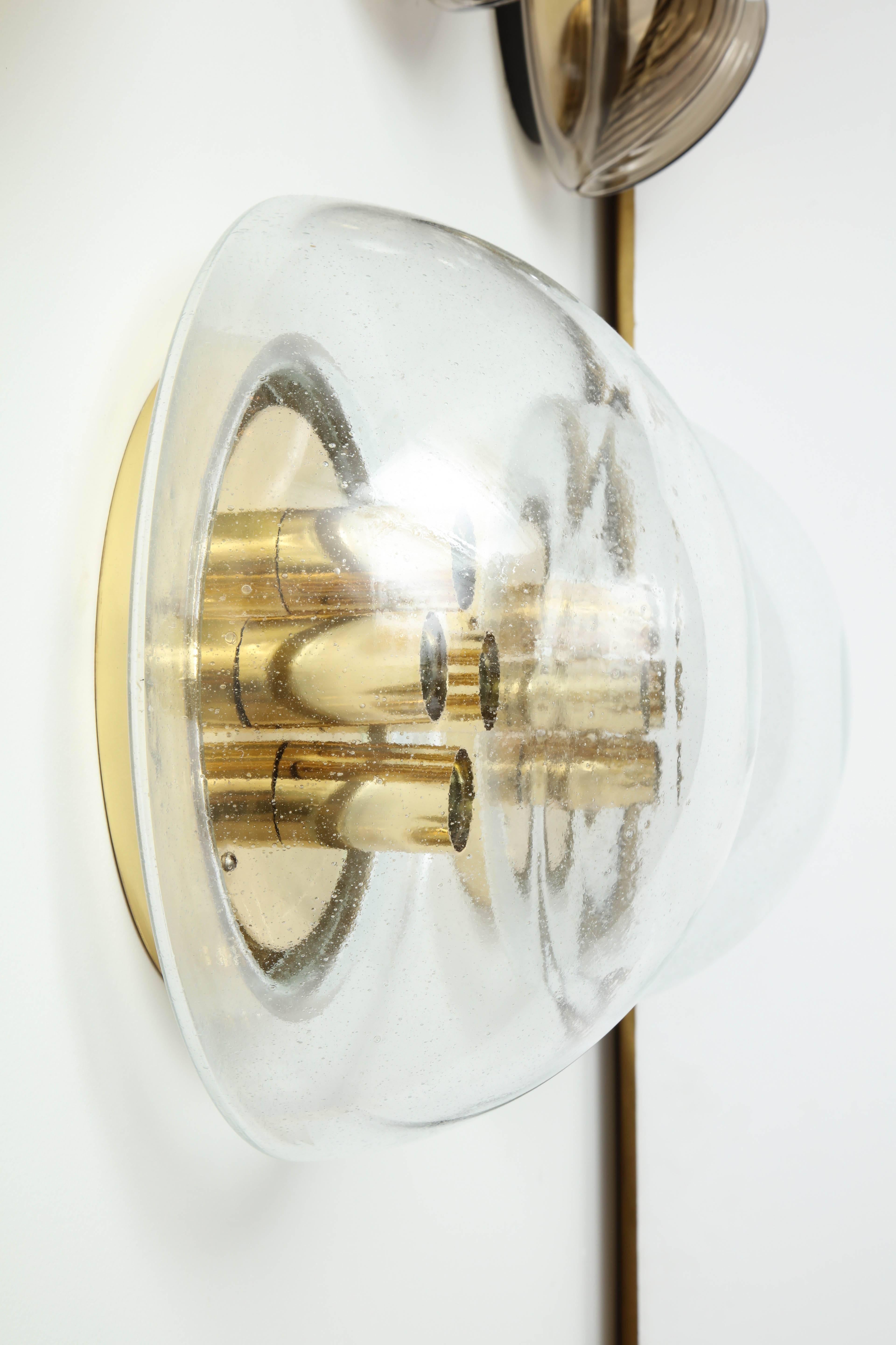 Pair of Large Limburg Glass Sconces/Flush Mounts In Good Condition For Sale In New York, NY