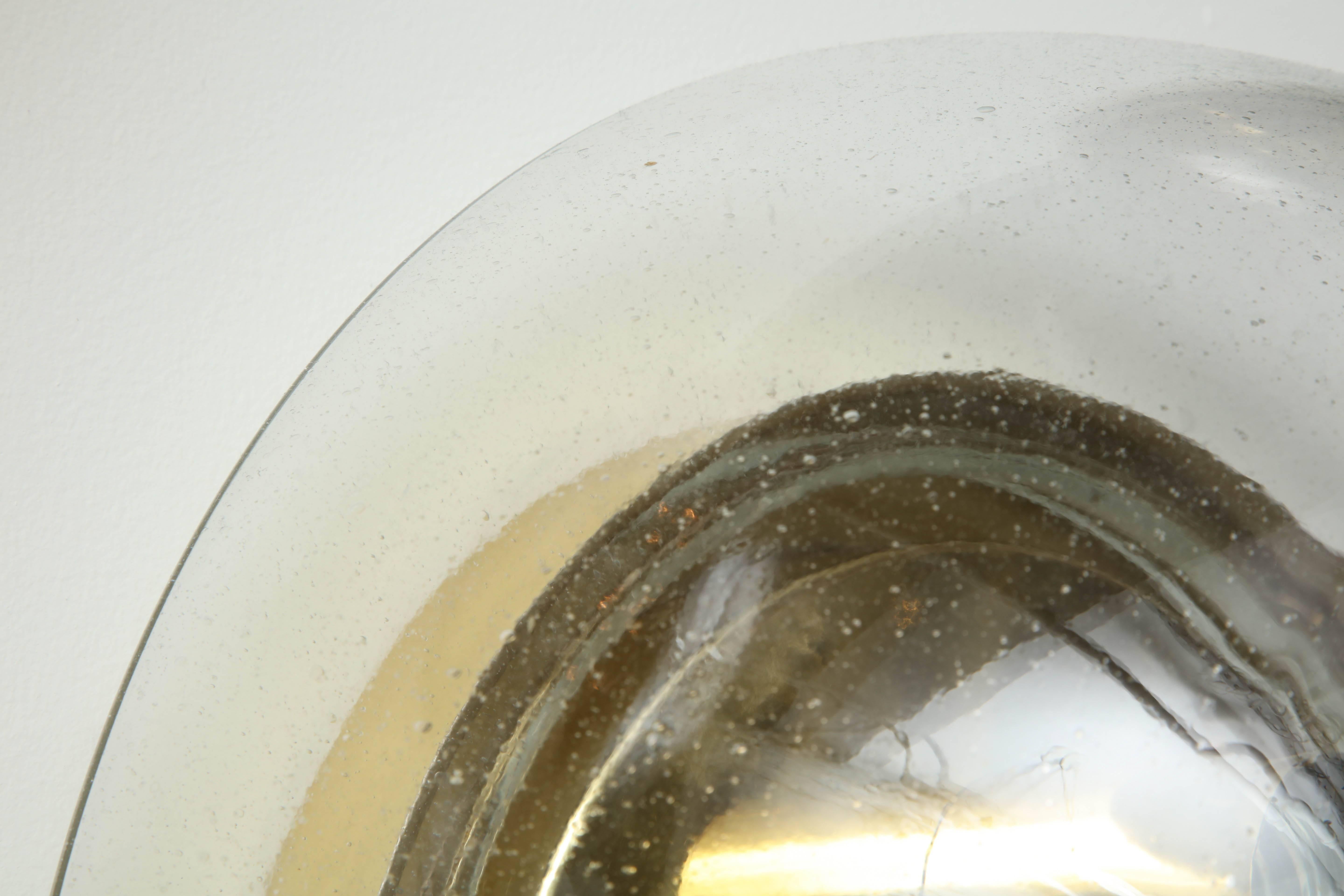 Blown Glass Pair of Large Limburg Glass Sconces/Flush Mounts