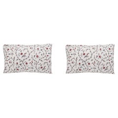 Pair of Large Linen Pillow Cushions - Jardin Doeillet pattern - Made in Paris