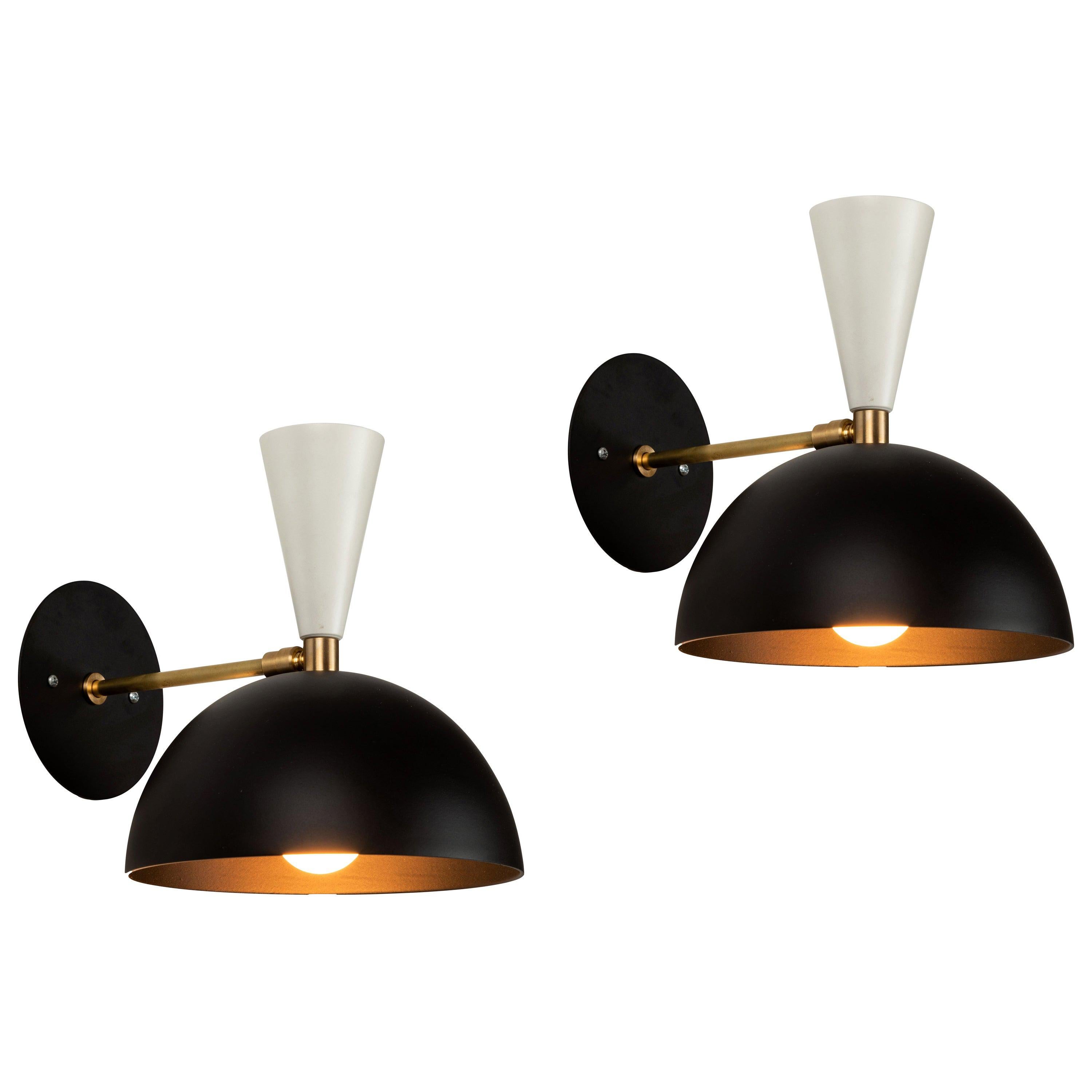 Pair of Large 'Lola II' Sconces in Black and White