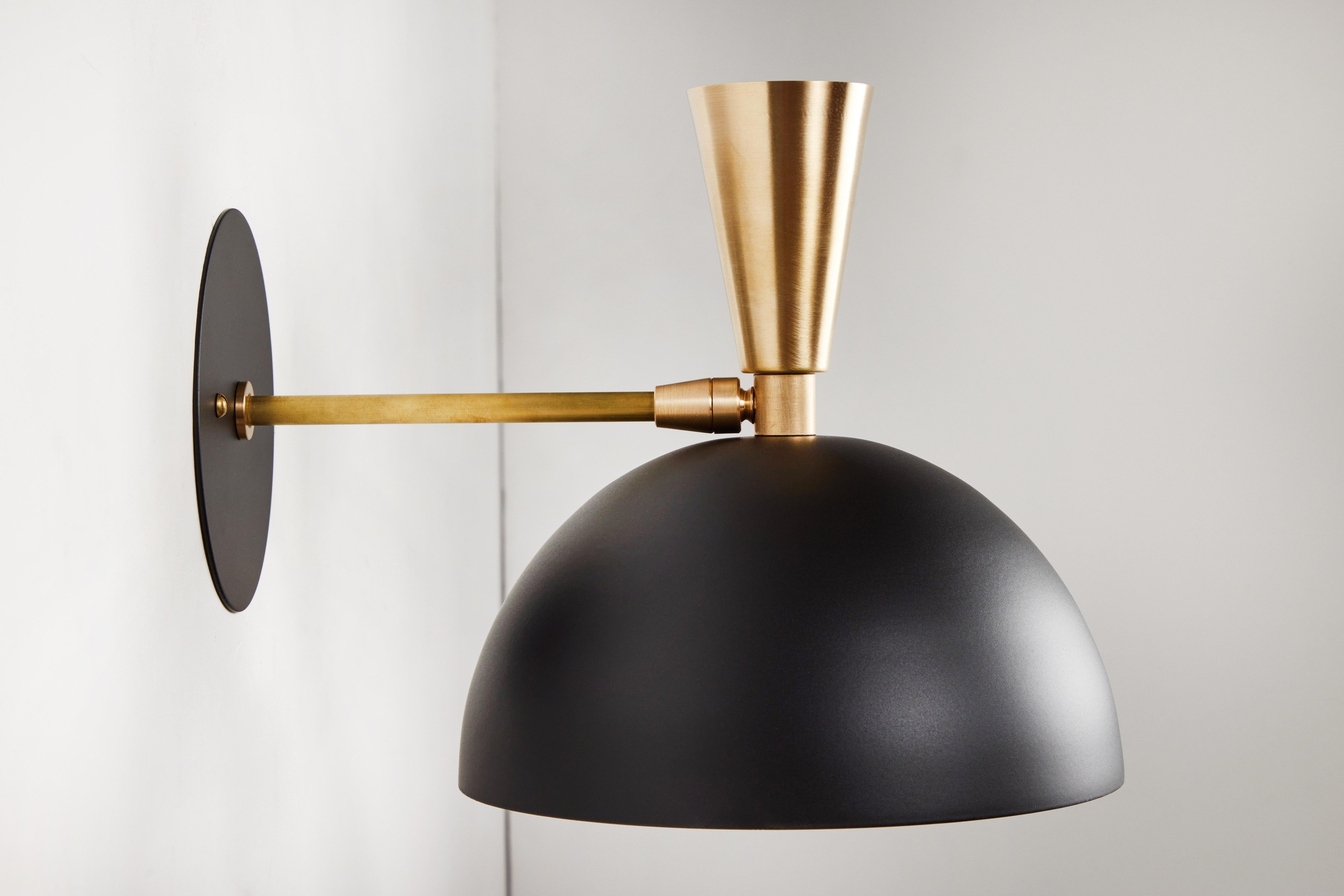 Pair of Large 'Lola II' Sconces in Black Metal and Brass For Sale 4