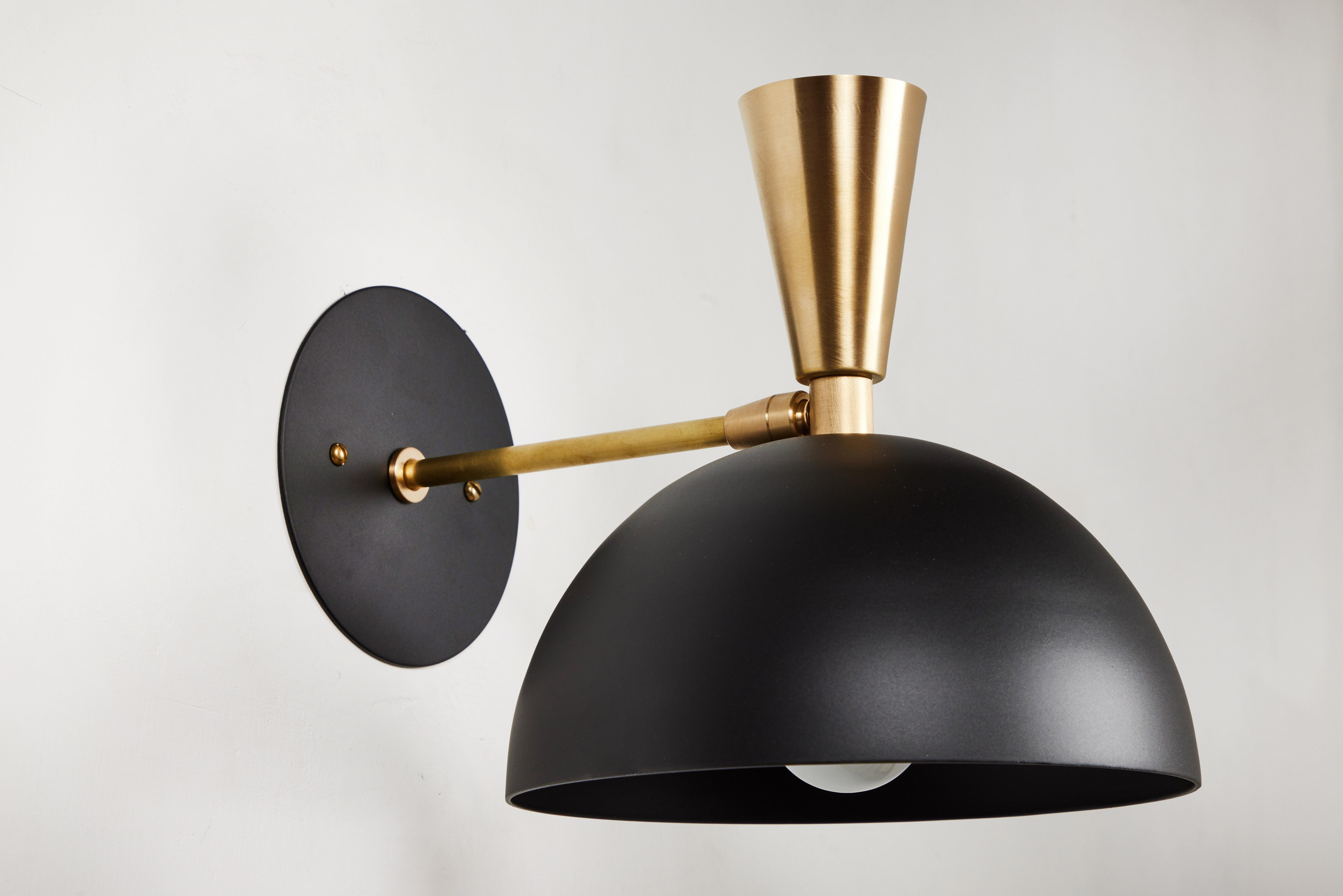 Pair of Large 'Lola II' Sconces in Black Metal and Brass For Sale 5