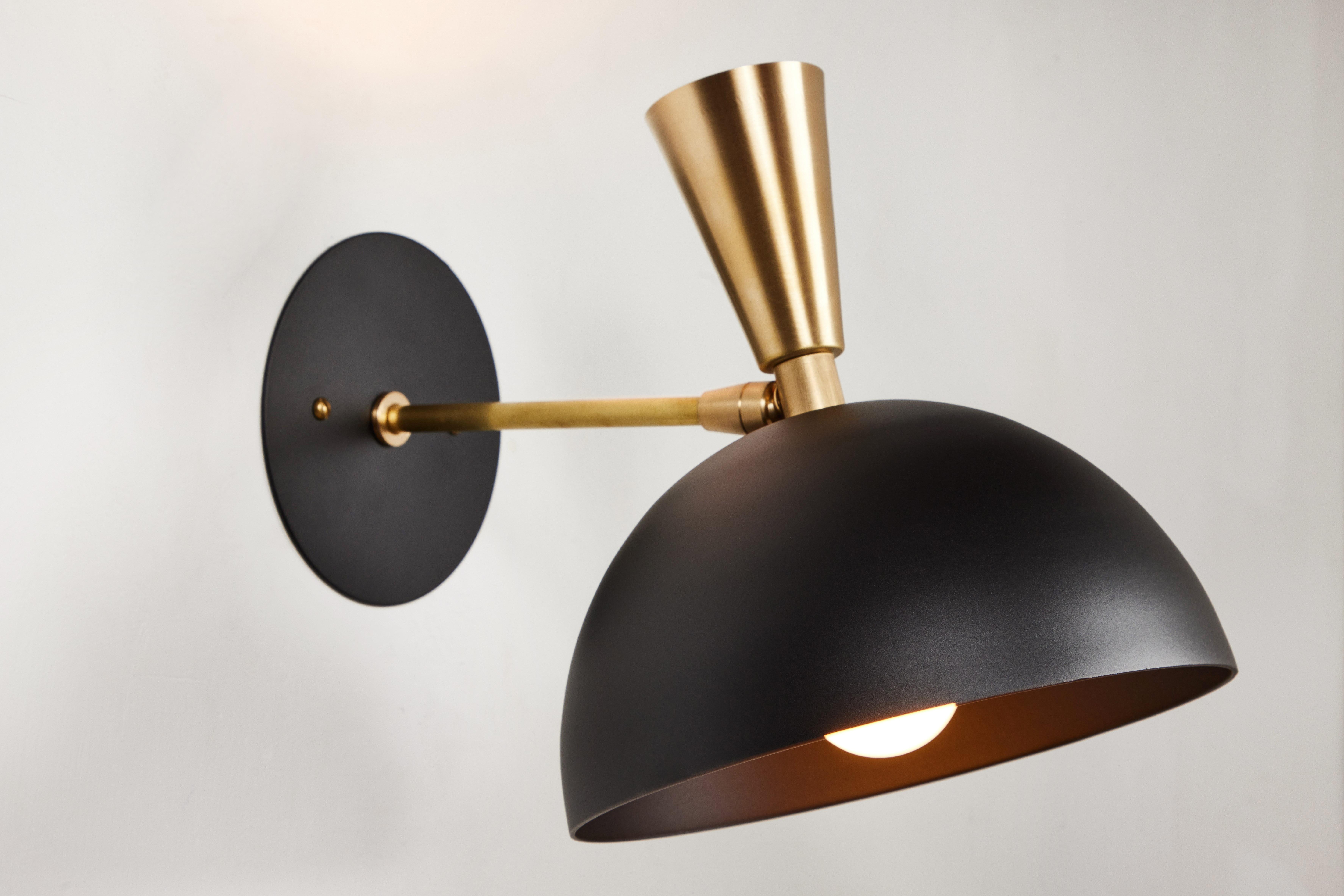 Pair of Large 'Lola II' Sconces in Black Metal and Brass For Sale 2