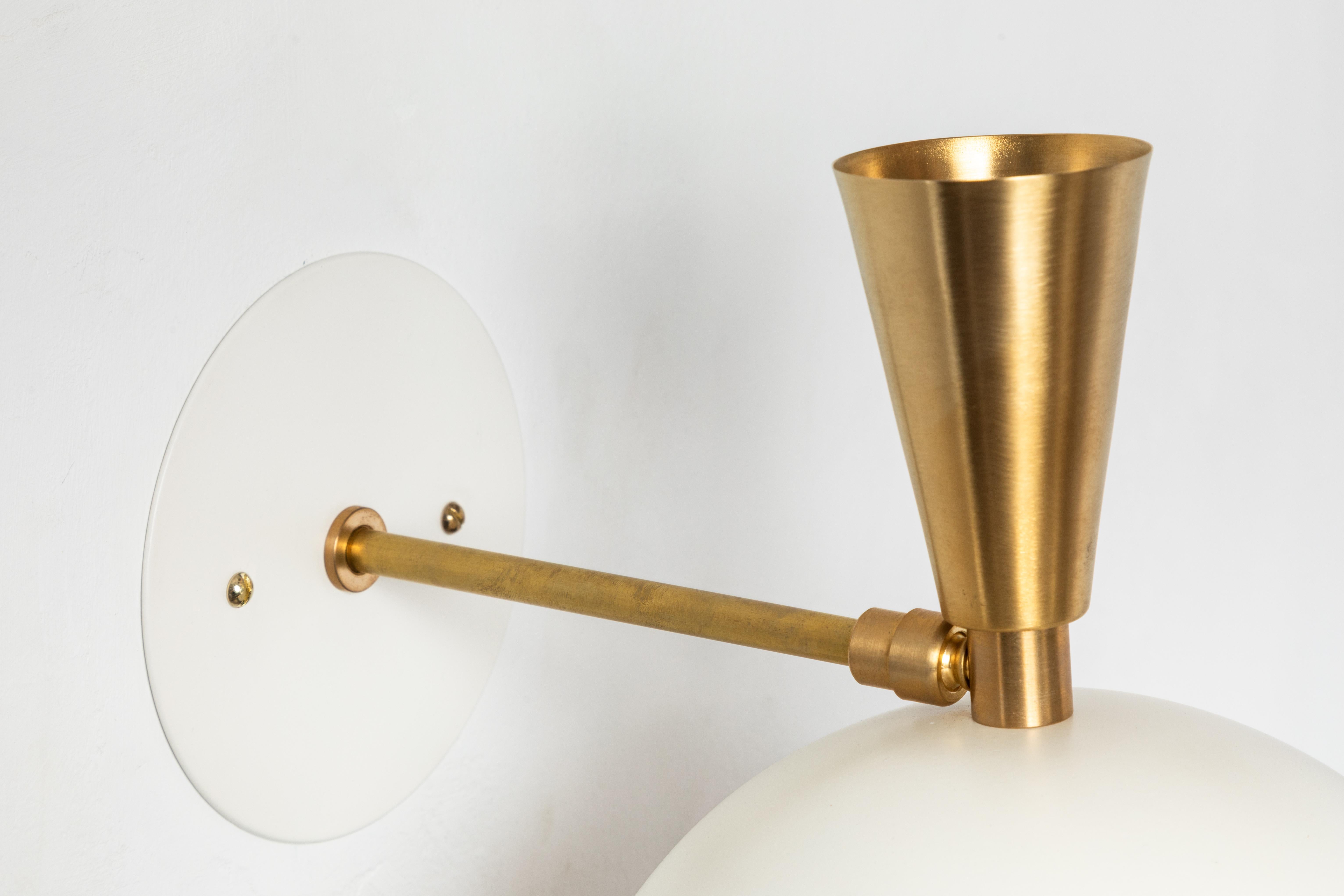 Pair of Large 'Lola II' Sconces in White Metal and Brass For Sale 7