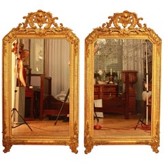Pair of Large Louis XIV Style Giltwood Wall Mirrors, circa 1860