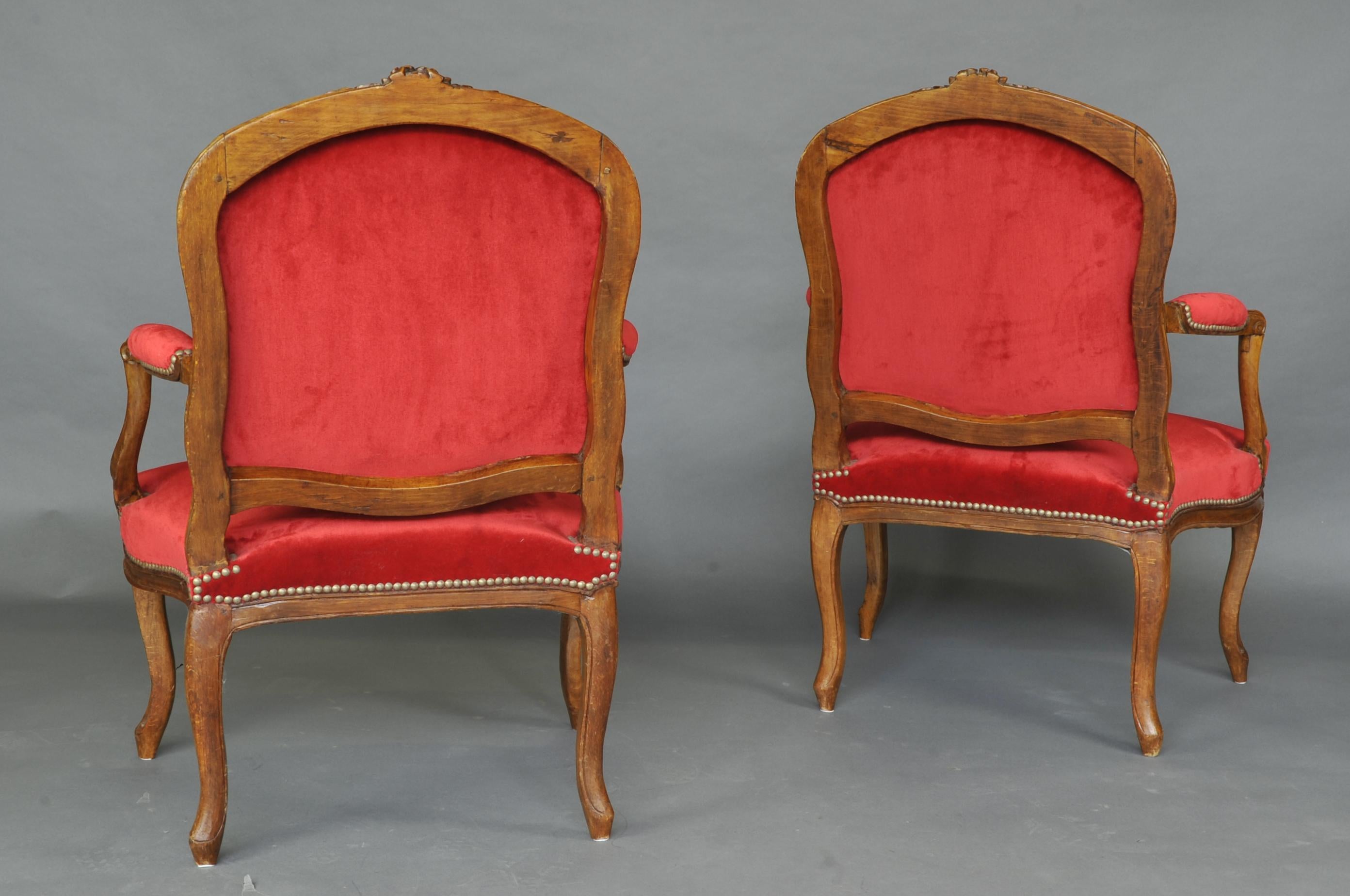 Pair of Large Louis XV Armchairs, 18th Century For Sale 6