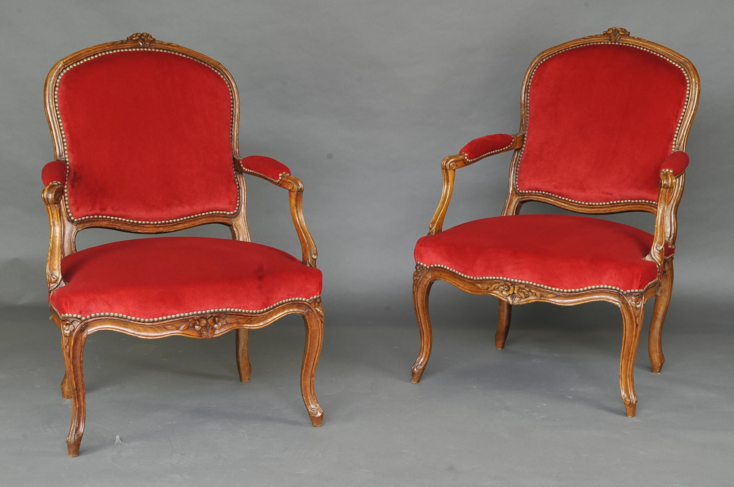 Pair of Large Louis XV Armchairs, 18th Century For Sale 7