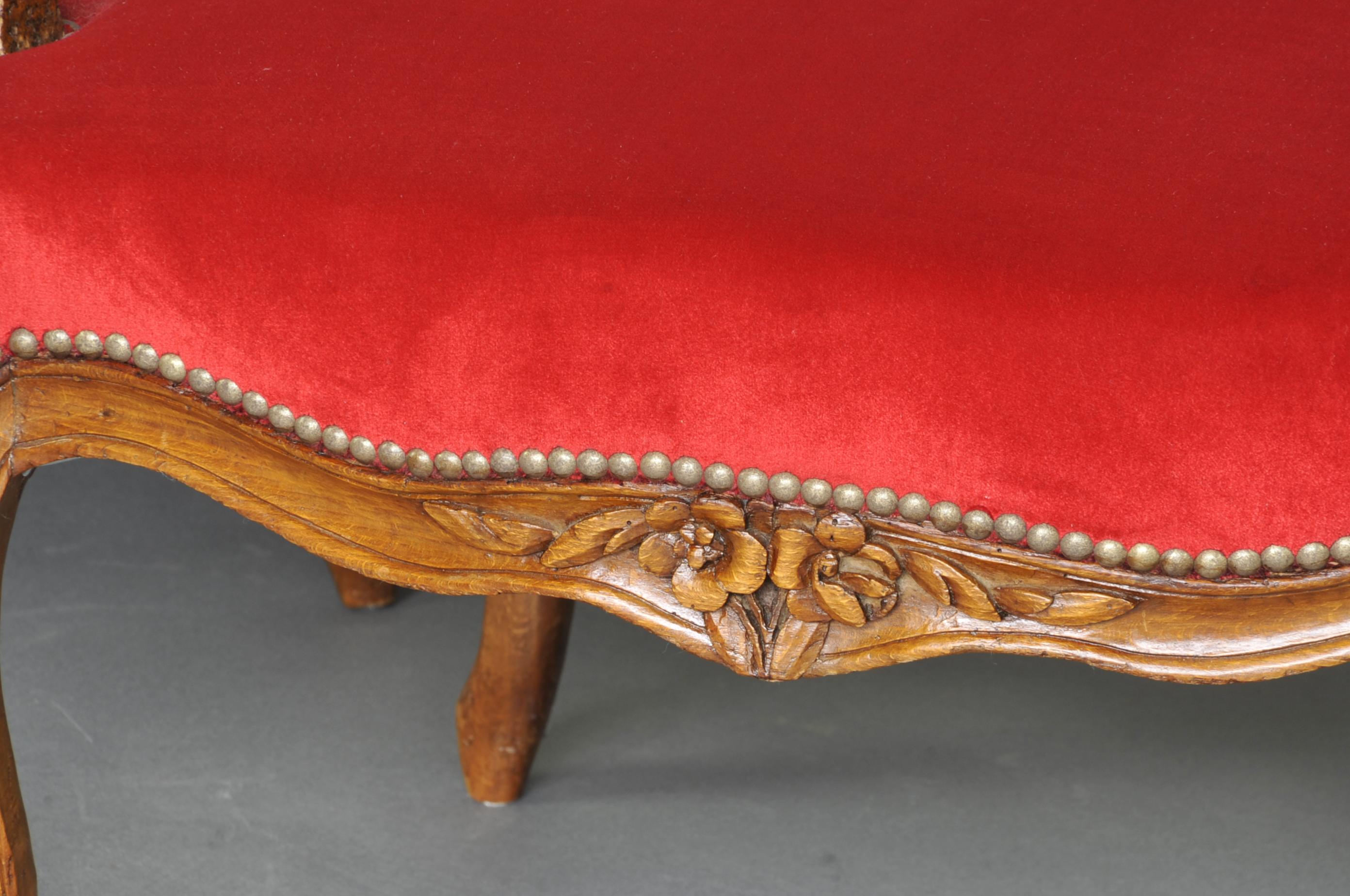 Carved Pair of Large Louis XV Armchairs, 18th Century For Sale