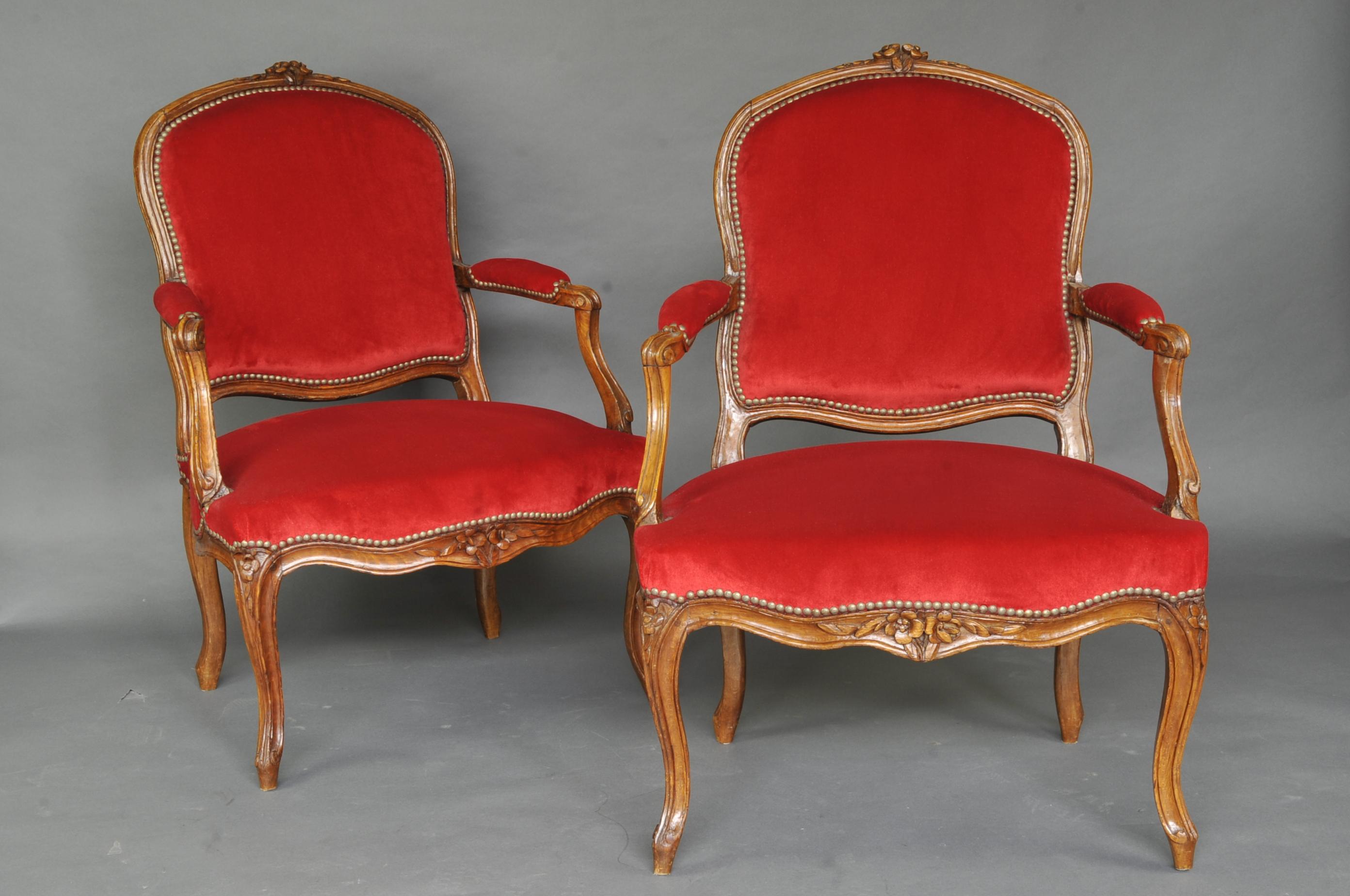 Pair of Large Louis XV Armchairs, 18th Century In Good Condition For Sale In BARSAC, FR