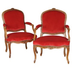 Antique Pair of Large Louis XV Armchairs, 18th Century