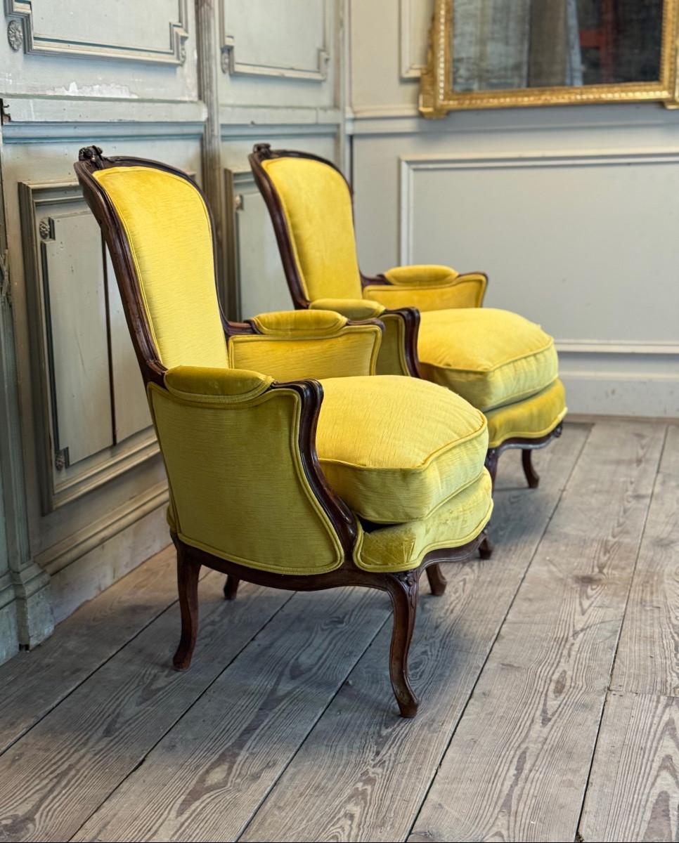Coppia di grandi poltrone bergère Luigi XV, timbrate da François Foliot in vendita 4
