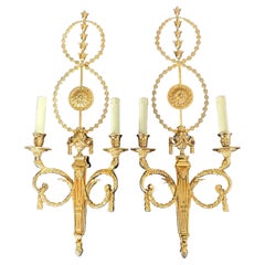Pair of Large Louis XV Style 24k Gilt Bronze Wall Lights