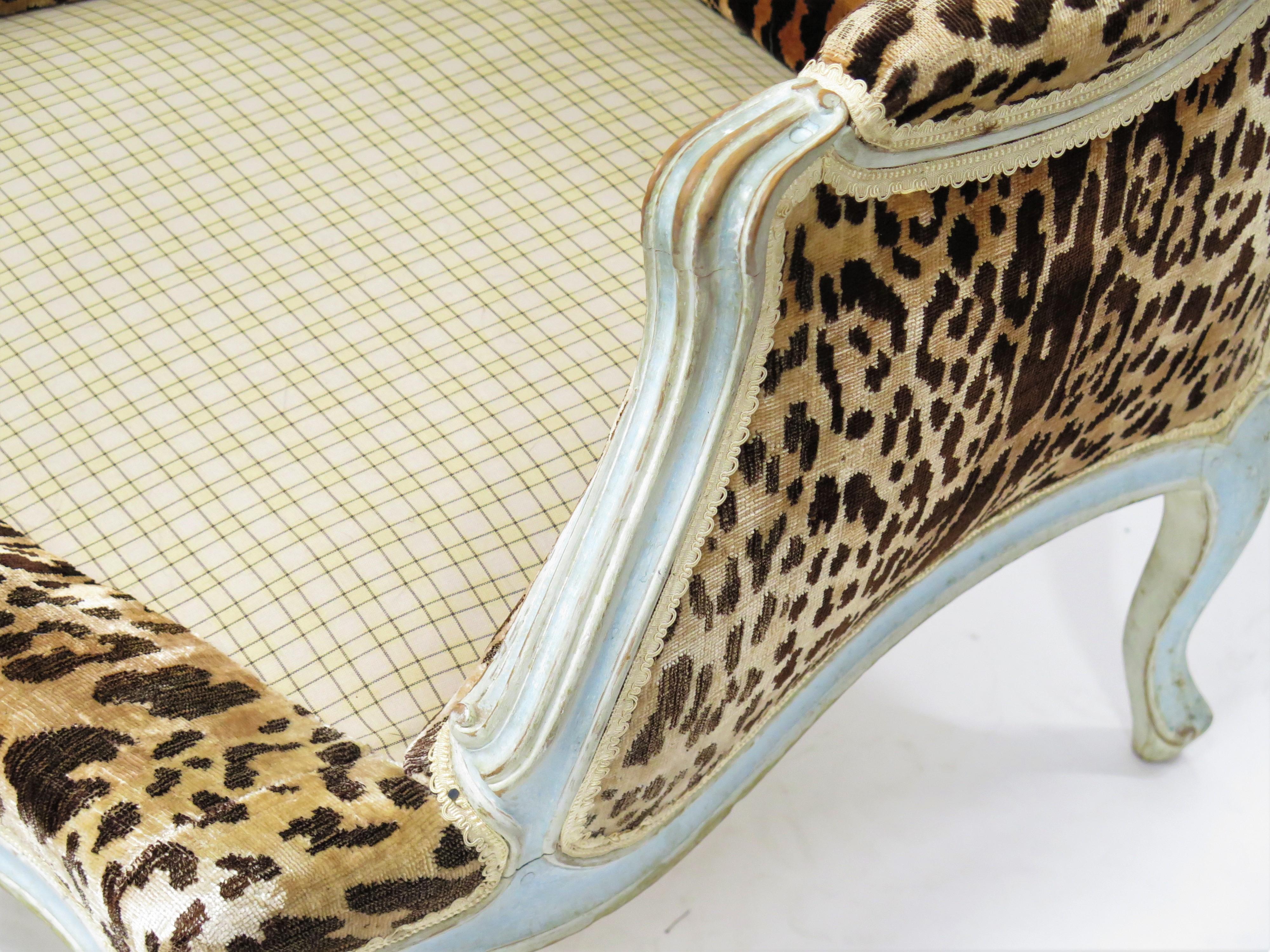 Pair of Large Louis XV-Style Bergères in Vintage Leopard Silk Velvet 3