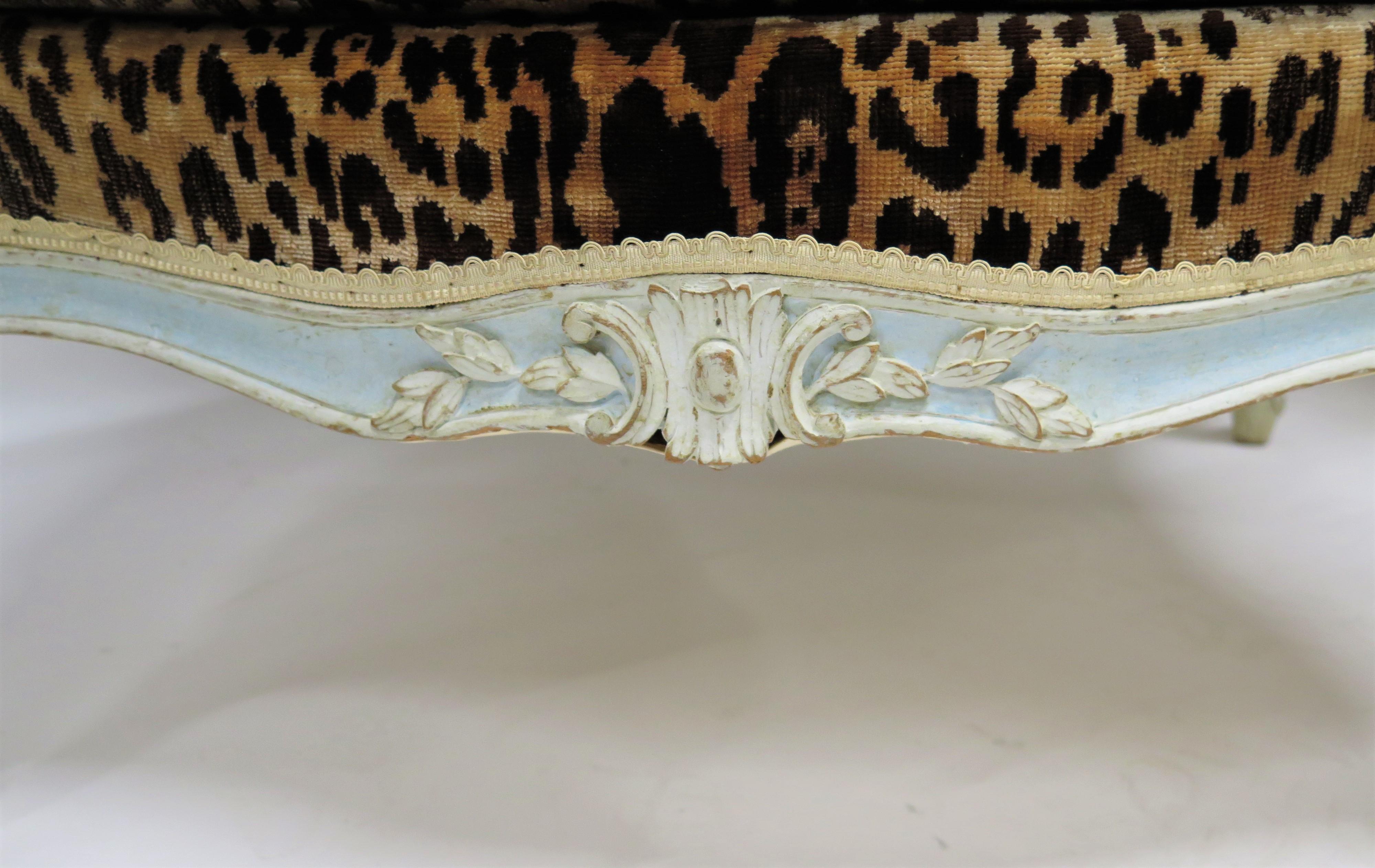 Pair of Large Louis XV-Style Bergères in Vintage Leopard Silk Velvet 2