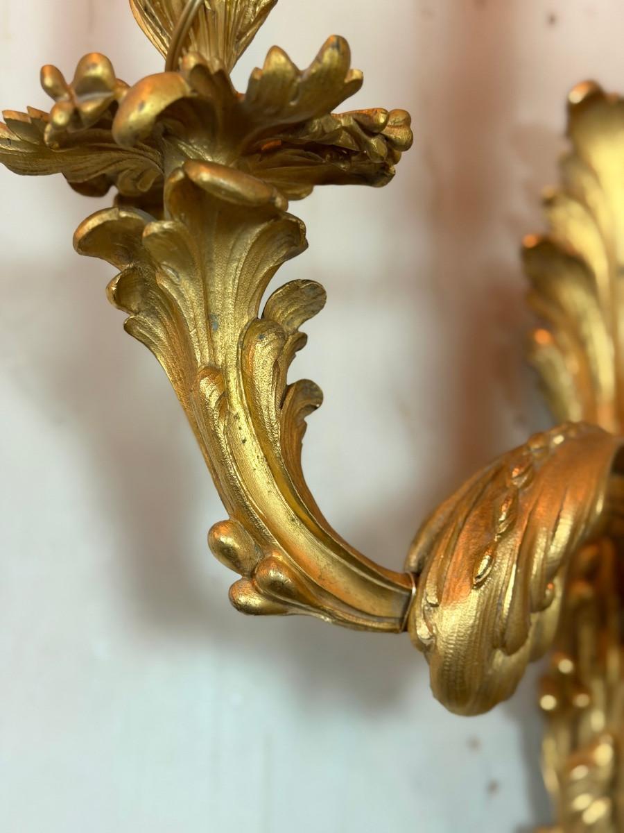 Art Déco Pair of large Louis XV style wall lights, circa 1880 in vendita