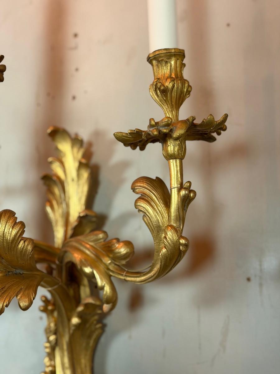 Pair of large Louis XV style wall lights, circa 1880 in vendita 2