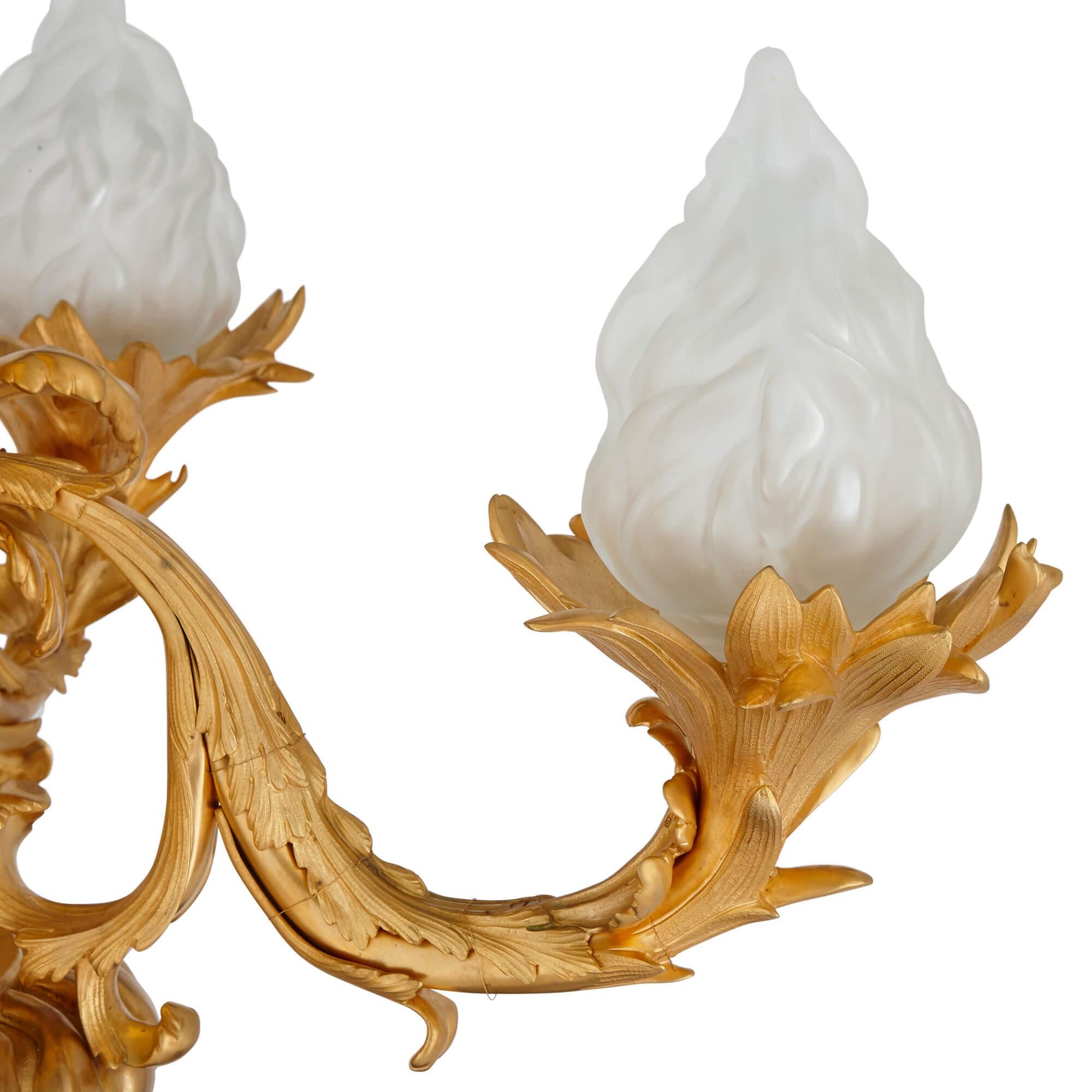 20th Century Pair of Large Louis XVI Style Gilt and Patinated Bronze Cherub Candelabra For Sale