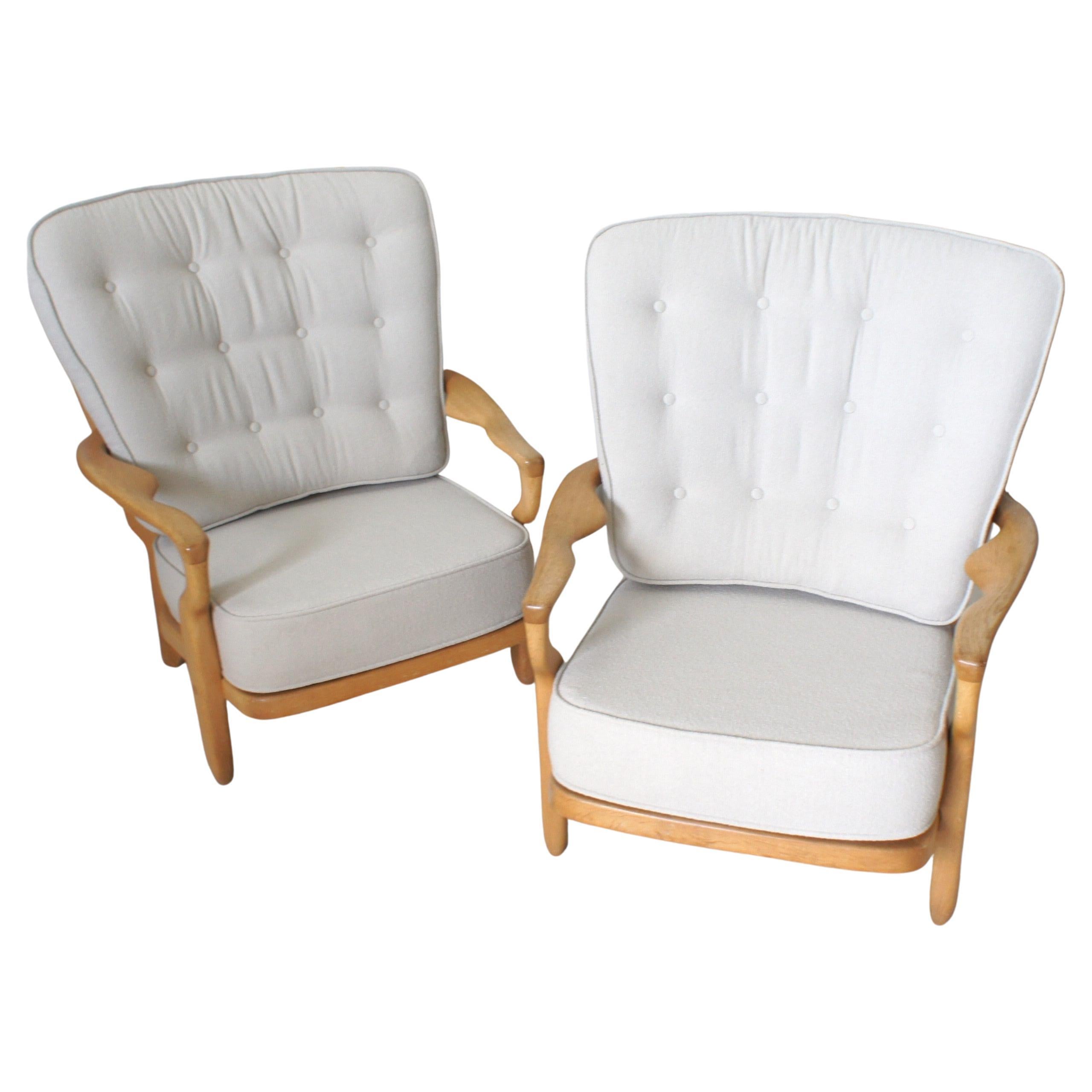 Pair of Large Lounge Armchairs, Guillerme et Chambron