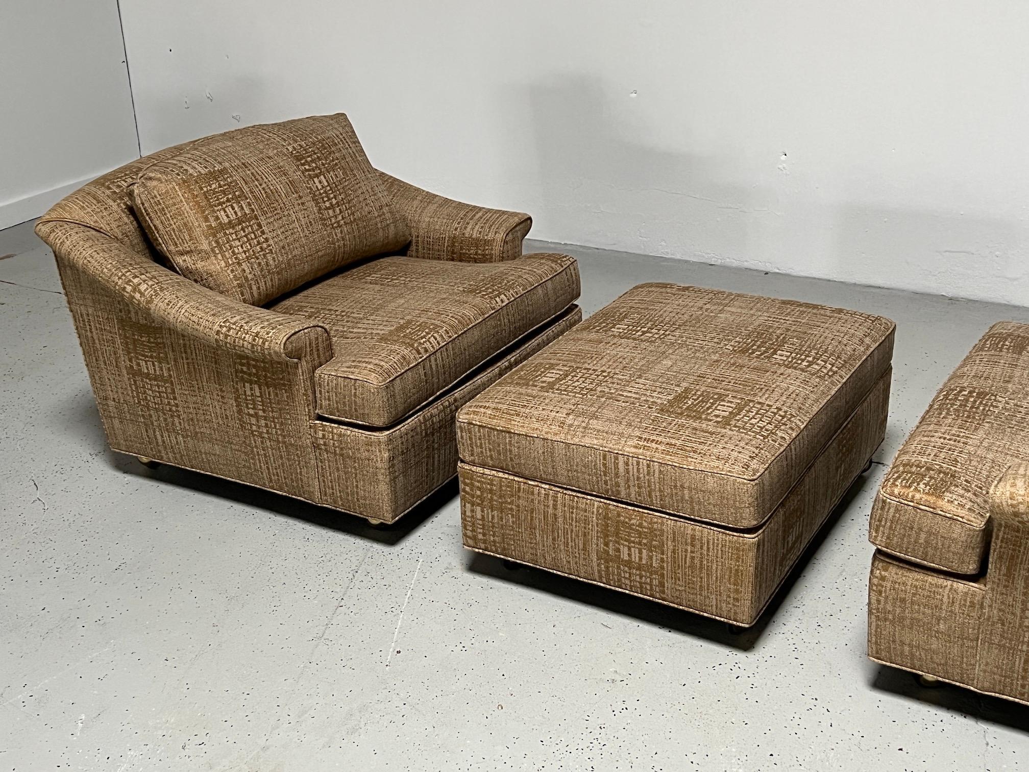 Pair of Large Lounge Chairs and Ottoman by Edward Wormley for Dunbar For Sale 12