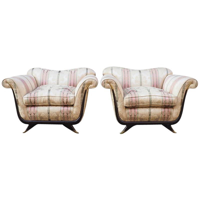 Pair of Large Lounge Chairs Attributed to Guglielmo Ulrich, Circa 1940
