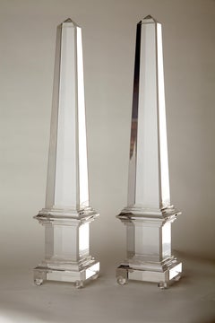 Pair of Large Lucite Obelisks