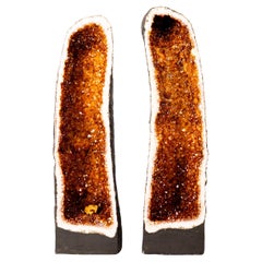 Pair of Large Madeira Citrine Geodes in Cathedral Format