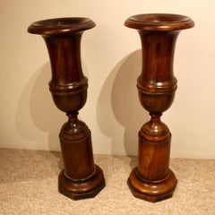 Pair of Large Mahogany Classical Campana Urns