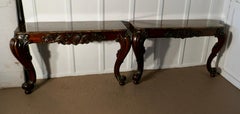 Pair of Large Mahogany Marble Top Console Tables