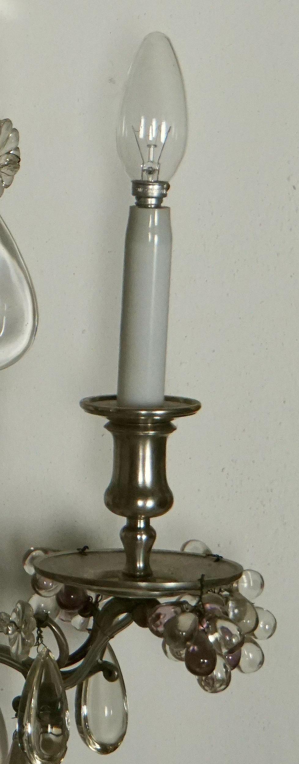 Silvered Pair of Large Maison Baguès Sconces