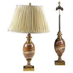 Zwei große Onyx-Tischlampen im Stil von Maison Charles