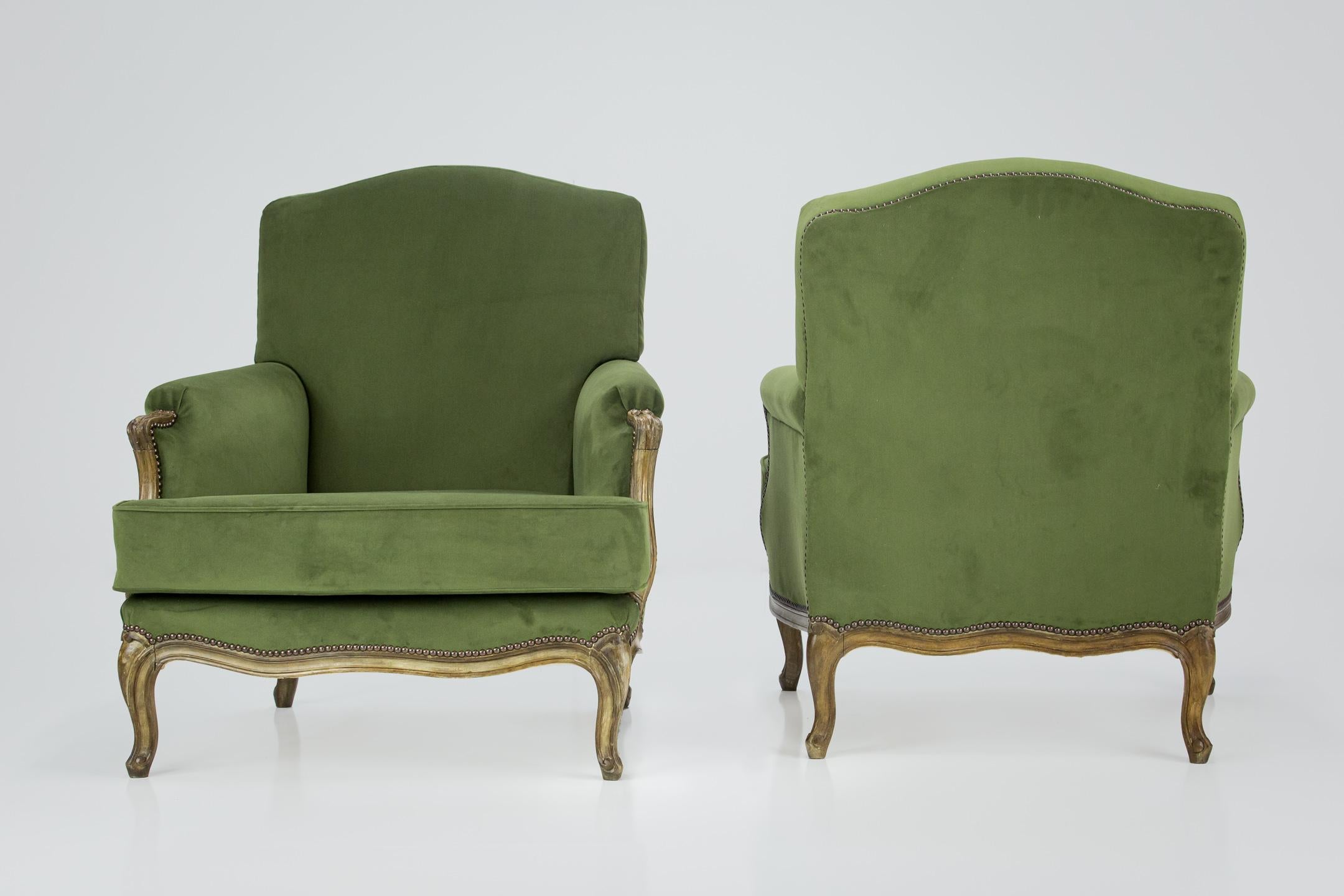 20th Century Pair of Large Maison Jansen Louis XV style Armchairs For Sale
