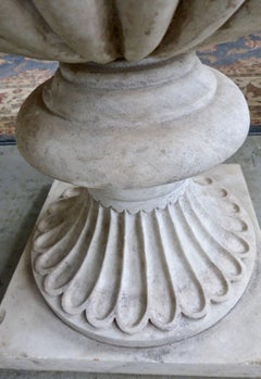 Pair of Large Marble Garden Planters Urns Jardinières