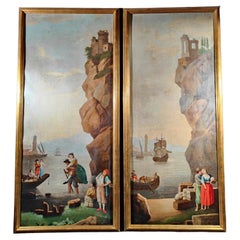Paar große Marine-Ölgemälde aus dem 18. Jahrhundert