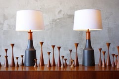 Pair of Large Martz Lamps in Matte Black Glaze