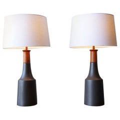 Pair of Large Martz Lamps in Matte Black Glaze