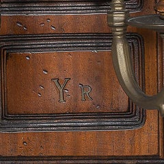 Pair of large masculine Art Nouveau Bronze and Wood Wall Plaque Sconces