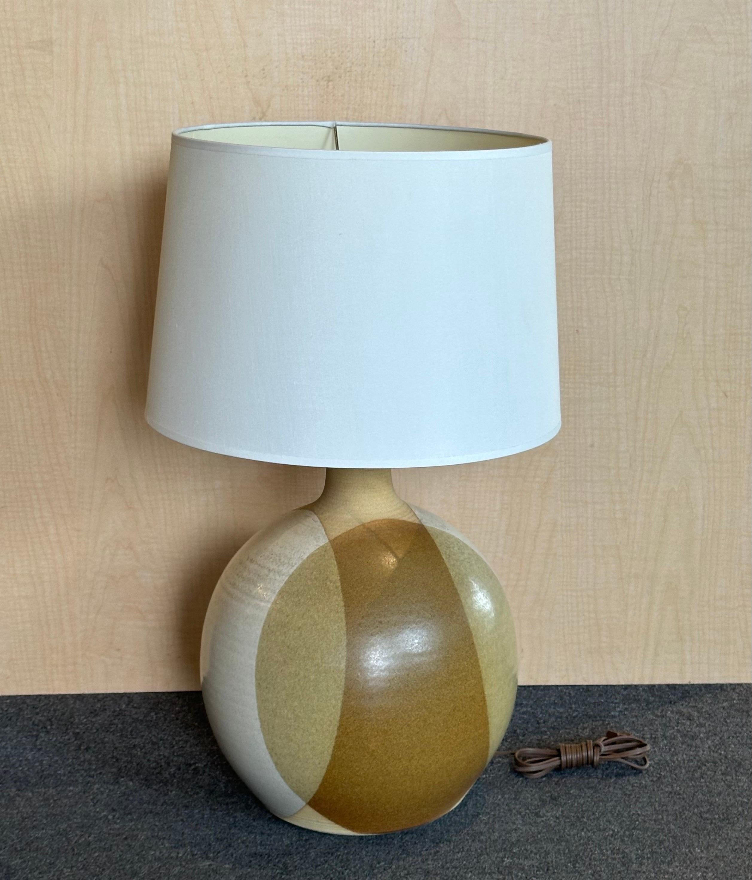 Pair of Large MCM Studio Pottery Stoneware Table Lamps by Larry & Terry Brown For Sale 1