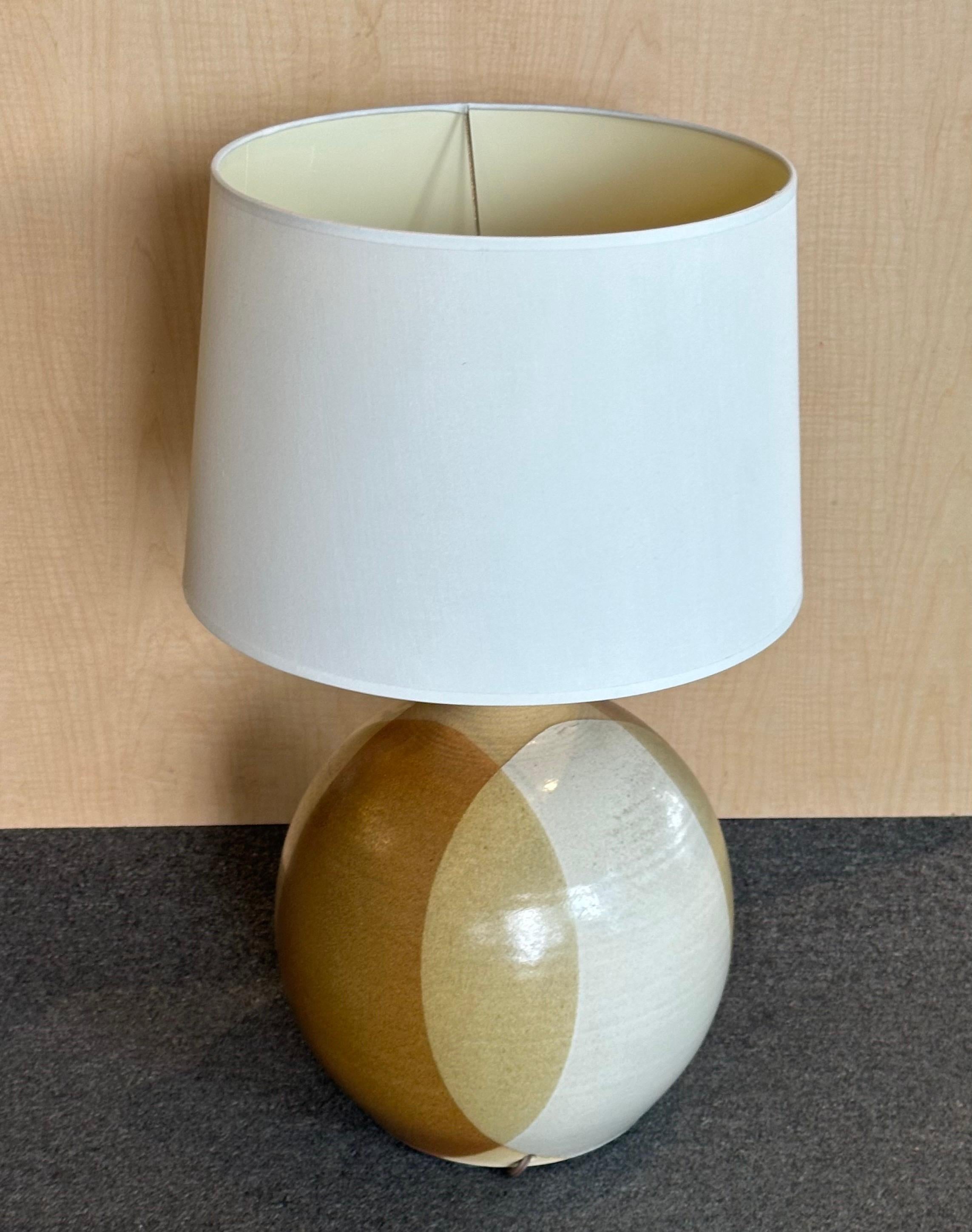 Pair of Large MCM Studio Pottery Stoneware Table Lamps by Larry & Terry Brown For Sale 2